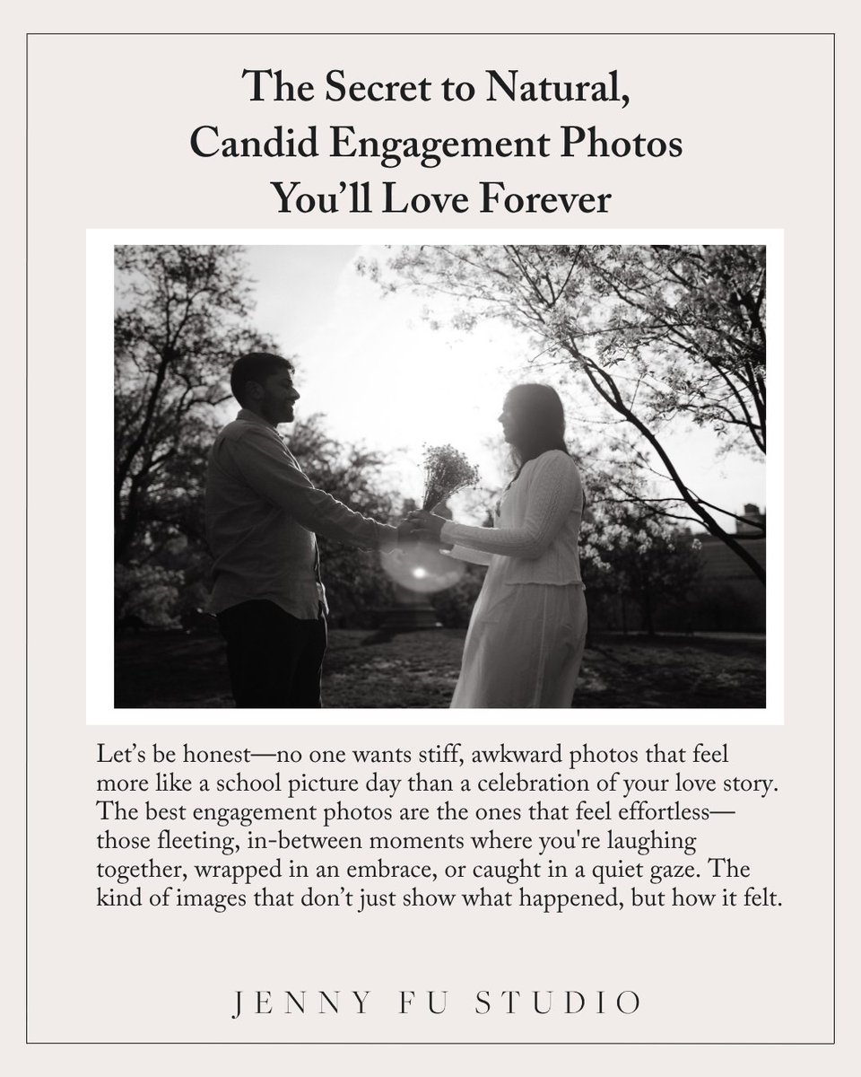 Effortless. Emotional. Unforgettable. That’s the power of candid engagement photography.

Our blog here: jennyfu.com/the-secret-to-…

#Engagement #AuthenticWeddingStorytelling #JennyFuStudio