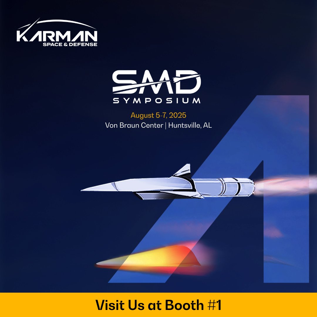 karman_spacedef's tweet photo. We'll be at Space & Missile Defense Symposium this August. Don't forget to come check us out at Booth #1
#KRMN #karmanspacedefense #spaceandmissiledefense #SMD #vonbrauncenter #smd2025 #missile #hypersonics #defense #space #ImpossibleEndsHere https://t.co/jFBIXowWQE