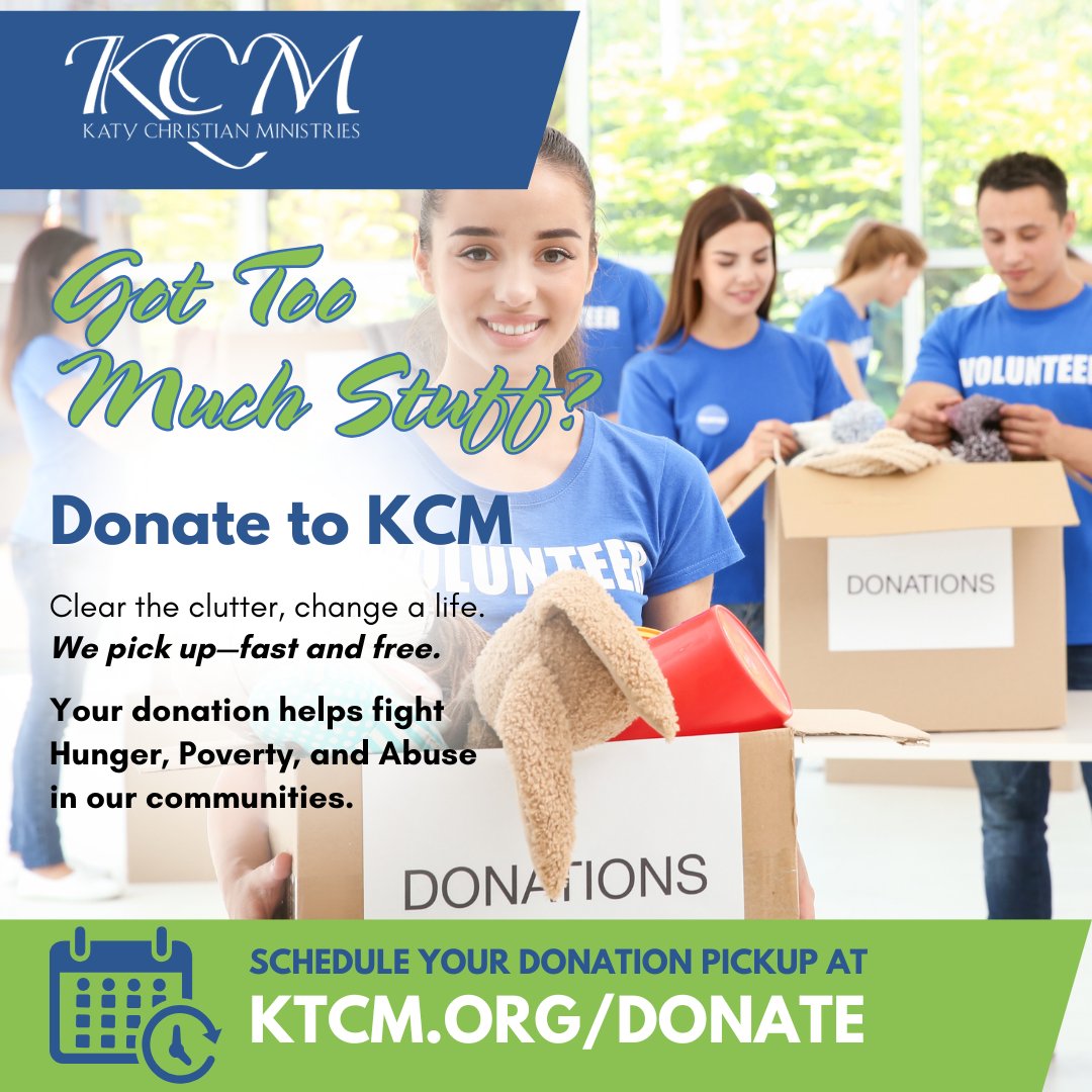 🛋️ Got Furniture or Household Items to Donate? 🛏️

👉 Learn more or schedule a pickup at KTCM.org/donate

#KCM #DonateFurniture #KatyTX #SupportLocal #HouseholdDonations #GiveBack