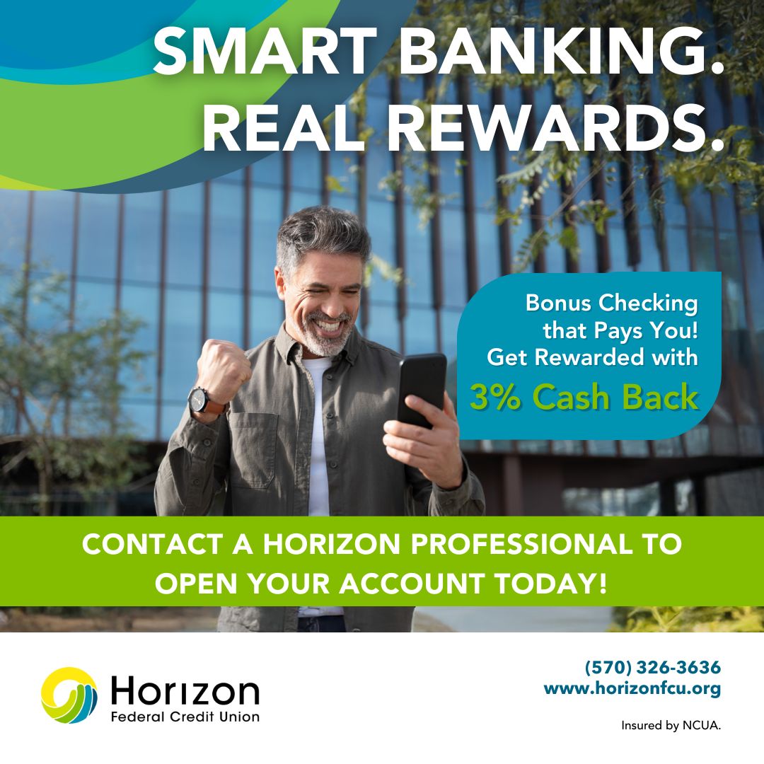 HorizonFCU's tweet image. Enjoy smart banking with real rewards!

Horizon’s Bonus Checking pays you 3% cash back on every purchase!

Contact a Horizon Professional or visit buff.ly/Yjv5BBn to open your account today!

#HorizonFCU #BonusChecking #CashBack #CheckingAccount
