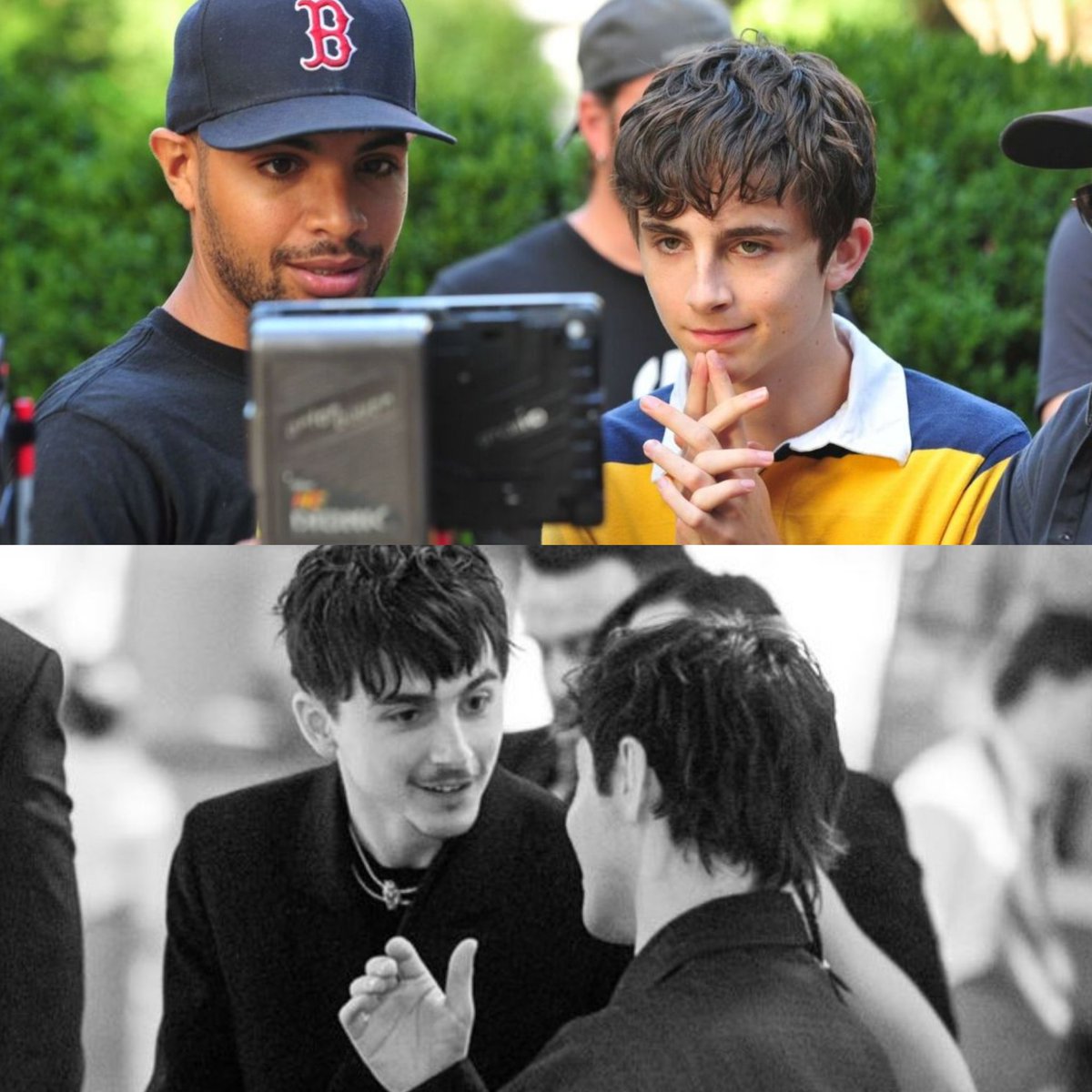 timotheeupdates's tweet image. Timothée Chalamet reunited with Aidan Zamiri and Elijah Bynum (Director of ‘Hot Summer Nights’) on the writing and directing of the Cash App commercial.