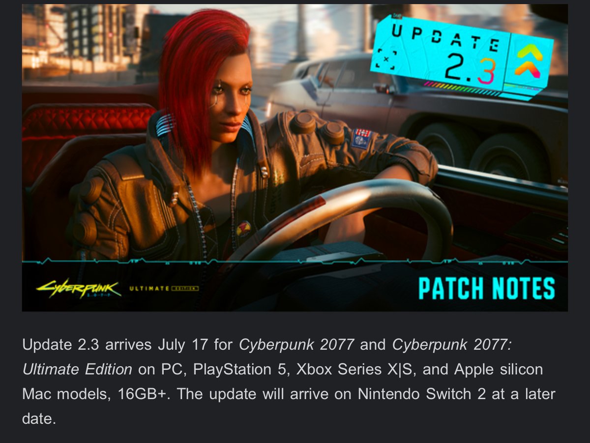 SwitchUp (@switchupg) on Twitter photo No come on…not another generation being “at a later date” for Switch 2 updates and things. <a href="/CDPROJEKTRED/">CD PROJEKT RED</a> No come on…not another generation being “at a later date” for Switch 2 updates and things. <a href="/CDPROJEKTRED/">CD PROJEKT RED</a>