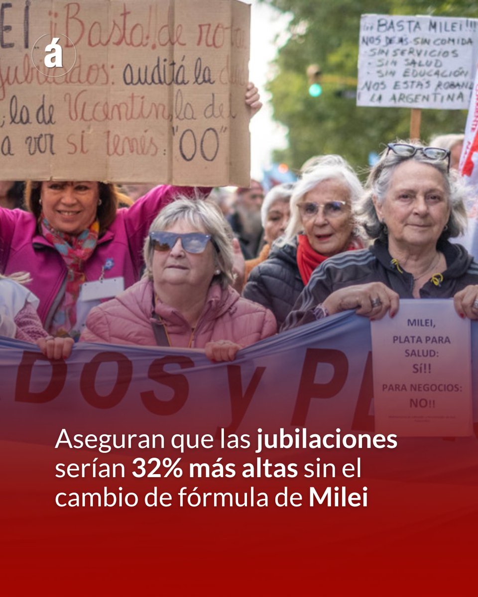 📈 Las jubilaciones serían actualmente un 32% más altas si Milei no hubiese modificado la fórmula de movilidad por decreto. Así, la jubilación mínima sería de $403.302 en lugar de los $304.726 actuales | Por <a href="/andreslerner90/">Andres Lerner</a>✍️ | Conocé más: tinyurl.com/bp7dzdk3