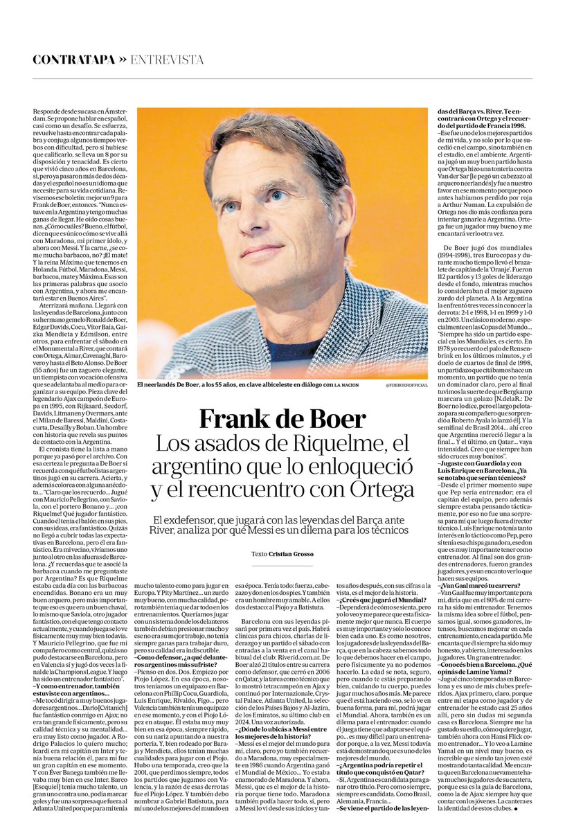 Frank de Boer, hoy en <a href="/LANACION/">LA NACION</a>
Los asados de Riquelme, el argentino que lo enloqueció como defensor, ser el DT de Icardi y Pity Martínez, el reencuentro con Ortega y el ‘dilema Messi’
lanacion.com.ar/deportes/futbo…