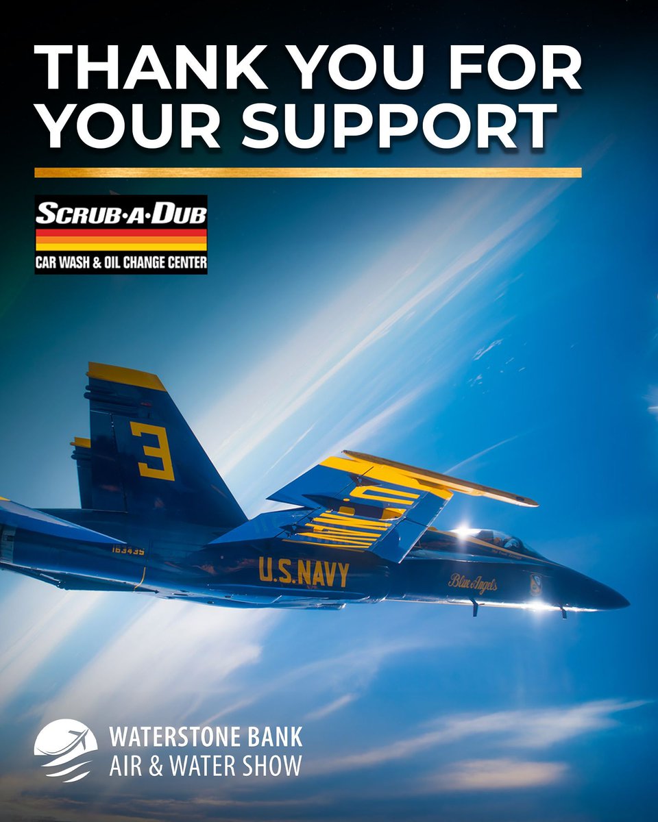 WaterStone Bank Air & Water Show (@mkeairandwater) on Twitter photo The <a href="/WaterStoneBank/">WaterStone Bank</a> Air & Water Show team extends its heartfelt thanks to Scrub-A-Dub for their generous support. Thank you so much for making our show a success!
#ThankYou #Milwaukee #Summer #Sponsor #AirShow #Navy #Aviation #Boating #Pilots #Event #FamilyFun The <a href="/WaterStoneBank/">WaterStone Bank</a> Air & Water Show team extends its heartfelt thanks to Scrub-A-Dub for their generous support. Thank you so much for making our show a success!
#ThankYou #Milwaukee #Summer #Sponsor #AirShow #Navy #Aviation #Boating #Pilots #Event #FamilyFun