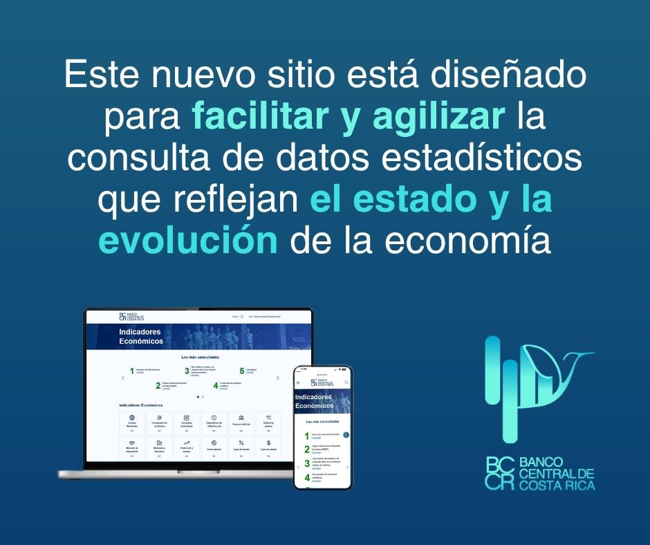 BancoCentralCR's tweet image. Este nuevo sitio que ponemos a disposición de la ciudadanía es una solución tecnológica que permite una mejor visualización de las estadísticas que produce el Banco Central.
✅ Visítelo aquí: ow.ly/PO0X50WqgfJ
🔹Lea más en este comunicado de prensa: ow.ly/4Lzg50WqgfI