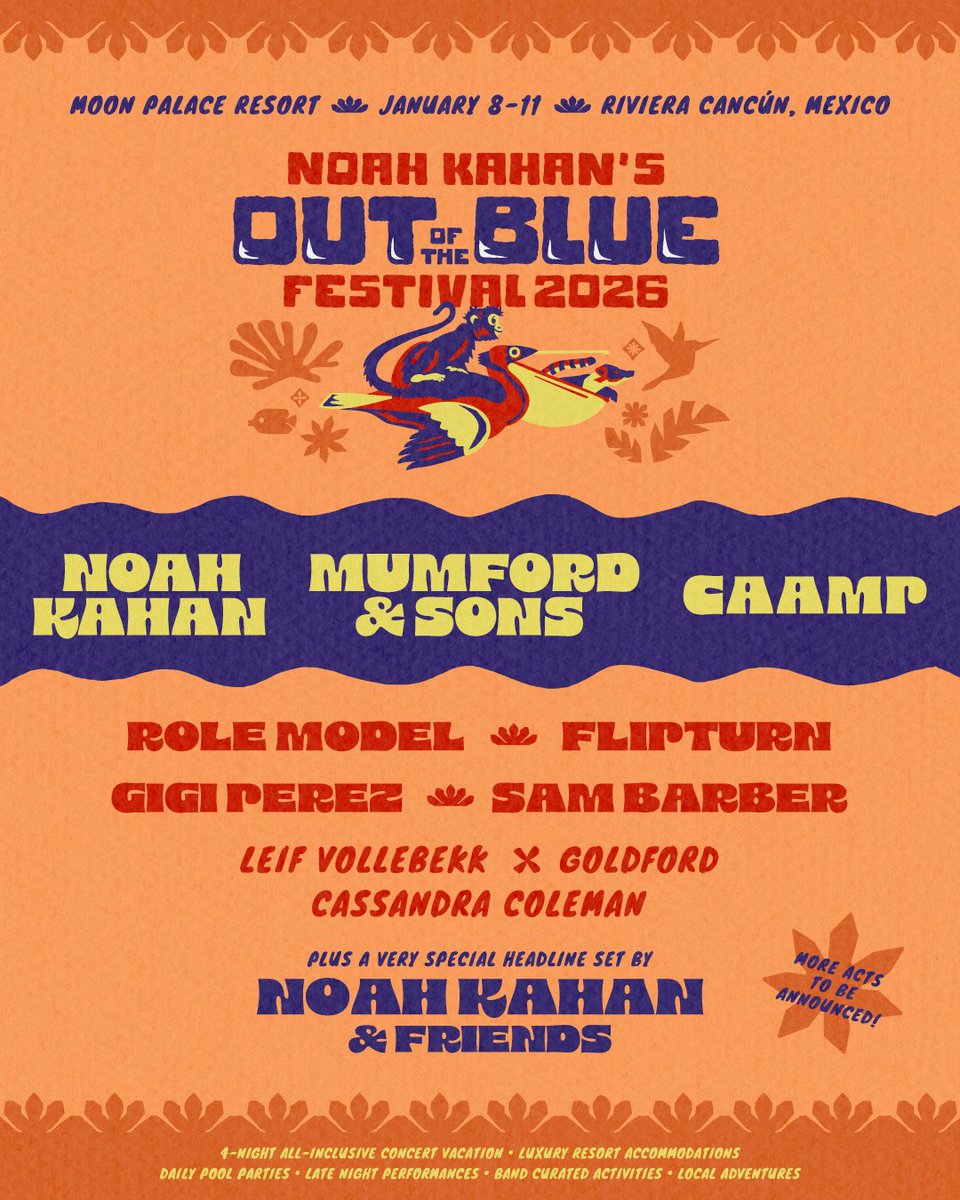 NoahKahan's tweet image. running this back for year 3. honored to be hosting it this year, we’re gonna have so many amazing artists and friends playing. All packages go on sale Wednesday, July 23rd at 1pm ET. See you on the beach outofthebluefestival.com