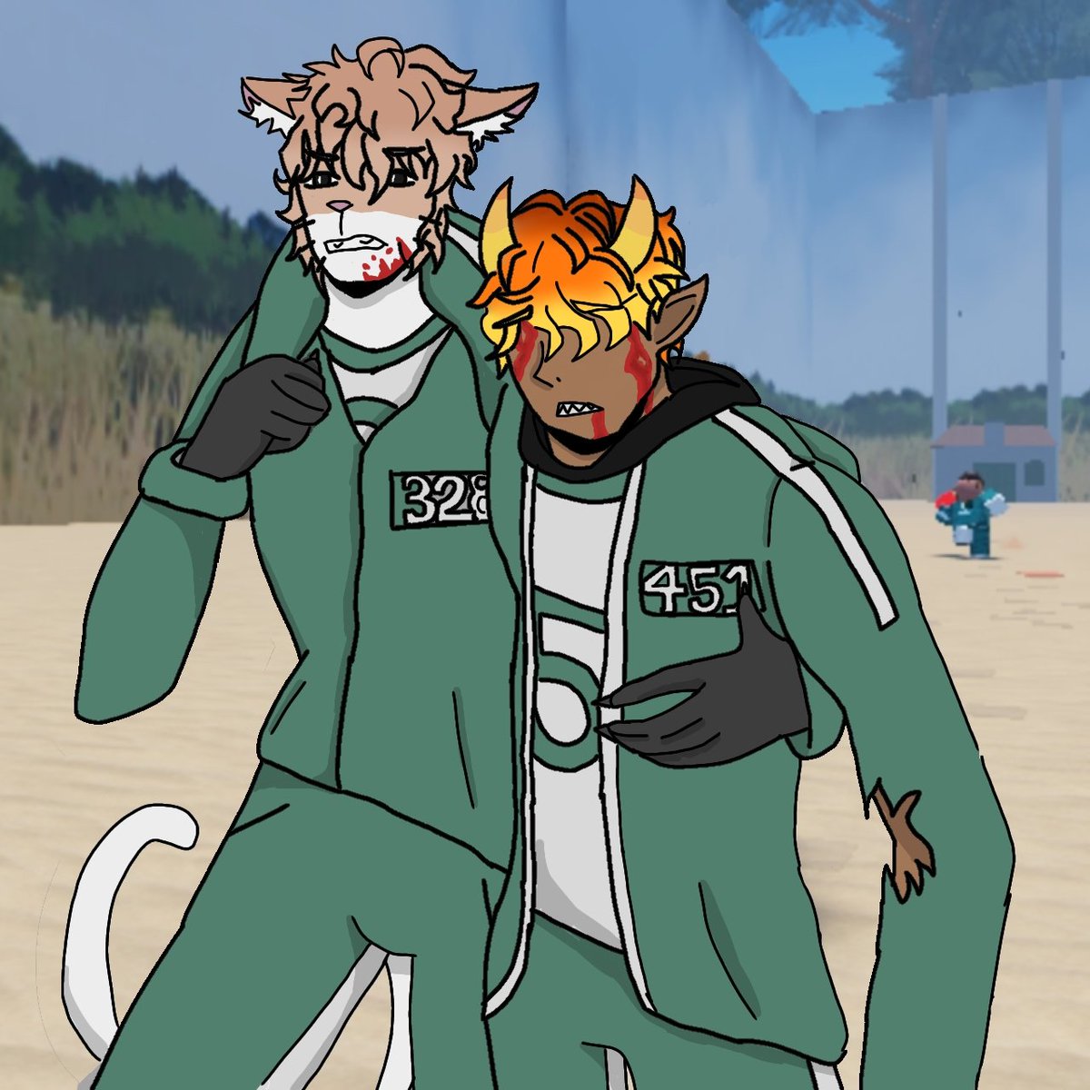 Leonior_6's tweet photo. BROOOOO 🔥🔥 un fanart de la vez pasada que Cap jugó Squid Game (no ayer) cuando pasó yo estaba que me daban 3 paros card��acos, 5 derrames internos y 6 8 cerebrales de la fokin emoción 😭😭 Cap mira el ALT porfavor ayer que viste lo del cosplay te los saltaste y era importante 💔 https://t.co/nHPNrPOBNE