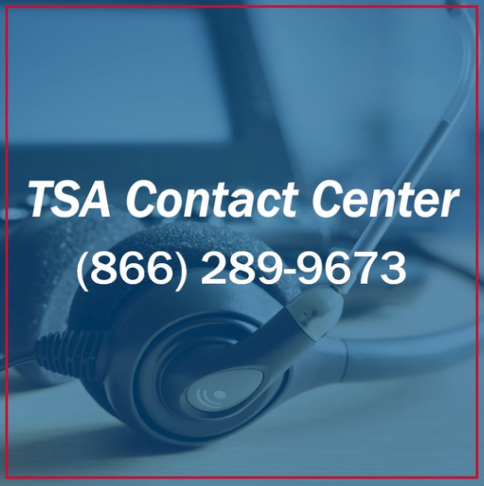 TSA's tweet image. Need travel help? Our #TSAContactCenter (TCC) reps are ready to assist you as quickly as possible.
Call 866-289-9673 to speak with a live agent:
🕗 Weekdays 8am–11pm ET
🕘 Weekends 9am–8pm ET
🌍 Automated info available anytime in several languages.