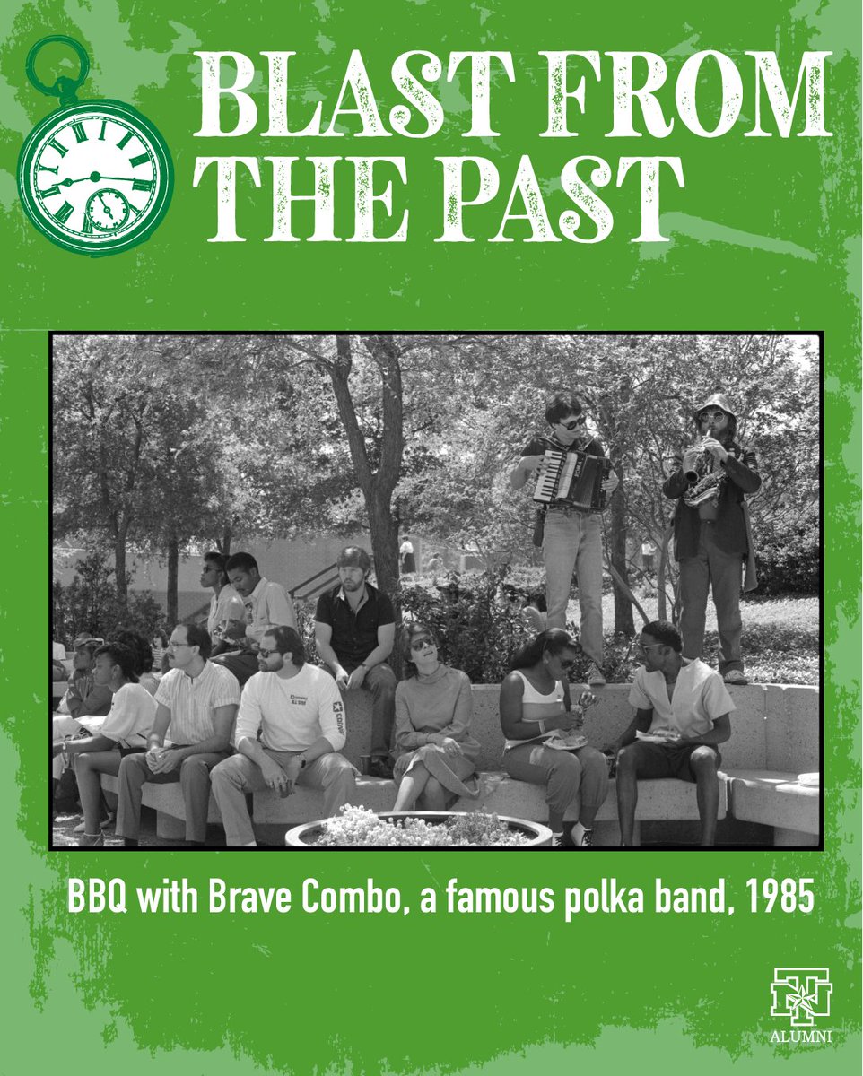 UNTAlumniAssoc's tweet image. This Brave Combo throwback is the vibe we’re channeling all summer long. 🎶☀️
Got a favorite UNT summer memory? Bonus points if you were at this BBQ—drop it below! 👇
#UNTAlumni #BraveCombo