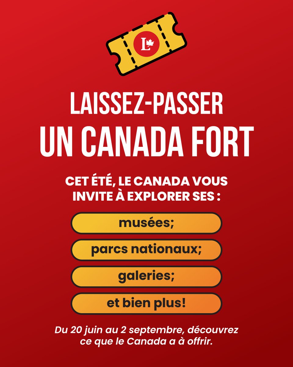 parti_liberal's tweet image. Vous faire économiser de l’argent, à vous et à votre famille, et célébrer ce qui nous unit en tant que Canadiens.
Voilà l’objectif du laissez-passer Un Canada fort 🇨🇦☀️