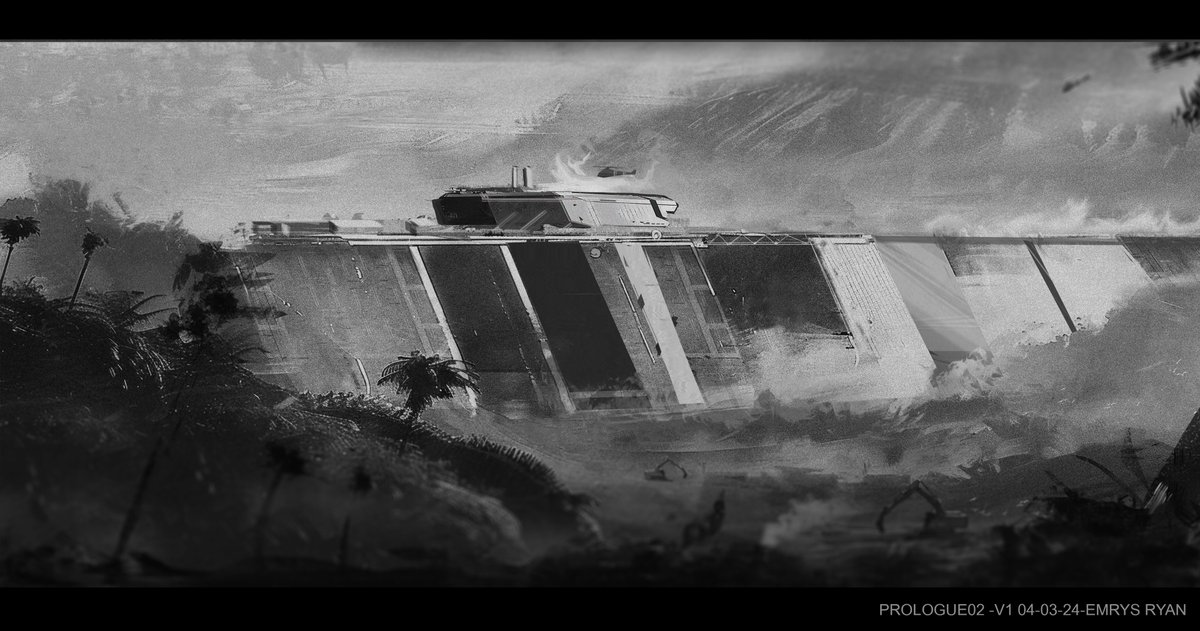Part_Time_Hero's tweet image. Jurassic fans are eating well at the moment! A few more looks at early #JurassicWorldRebirth ideas. An indigenous tribe on the island, a very jagged spine-mouth ,a Creator-esque hydroelectric facility and a dinosaur airlifted from NYC. (Via Emrys Ryan)
