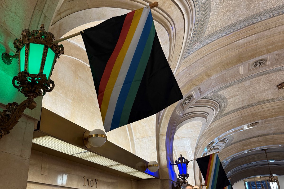 MOPDChicago's tweet image. Stop by City Hall during the month of July and see our Disability Pride banners and flags, marking the 35th anniversary of the Americans with Disabilities Act! #ADA35 #DisabilityPride