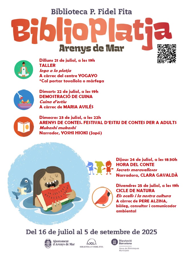 Aquí tens la programació d'aquesta setmana a la Biblioplatja! Vine i participa!
<a href="/AjArenys/">Aj. Arenys de Mar</a> <a href="/bibliotequesXBM/">BibliotequesXBM</a> <a href="/BibliosMaresme/">BibliosMaresme</a>