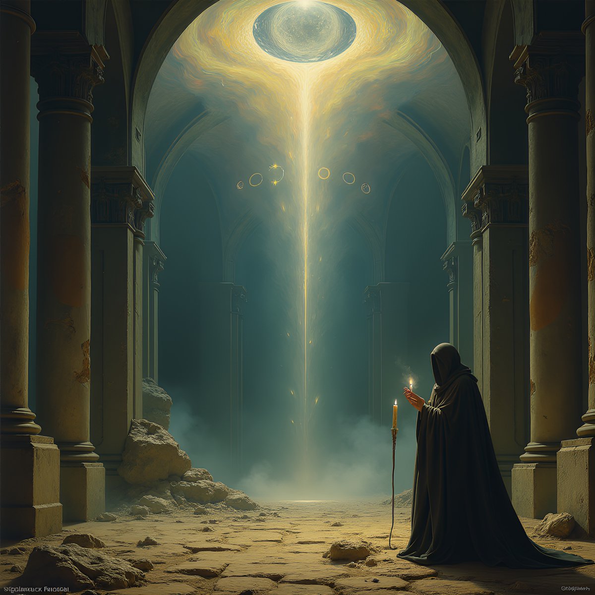 PromptSin's tweet image. Lost in divine vibes 🌌✨ #MysticJourney #AncientSecrets