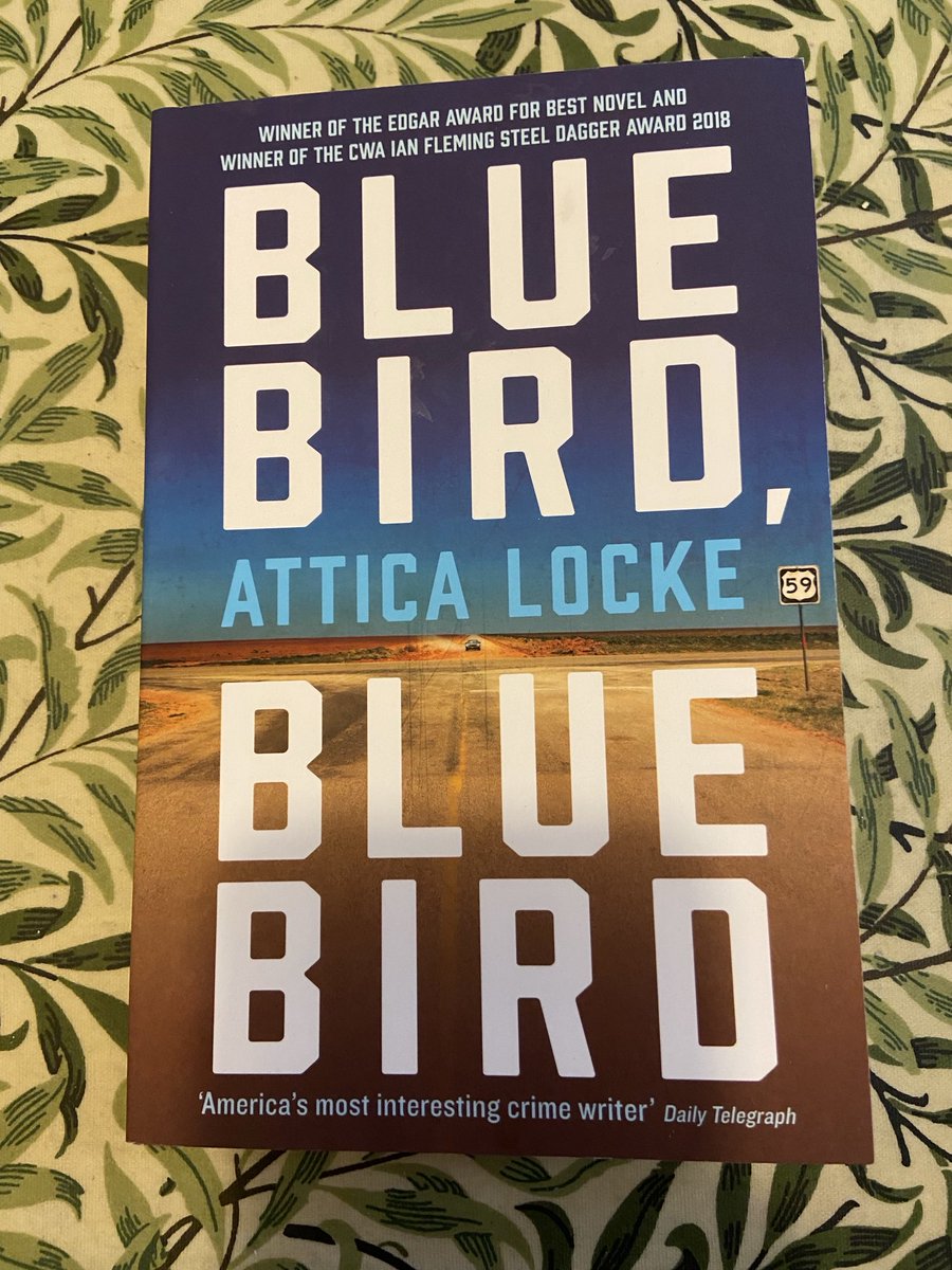 I am v busy reading the 1st volume in Attica Locke’s trilogy featuring a Texas Ranger who is Black. Photo shows cover of this book; title is Blue Bird, Blue Bird. It is GRIPPING!