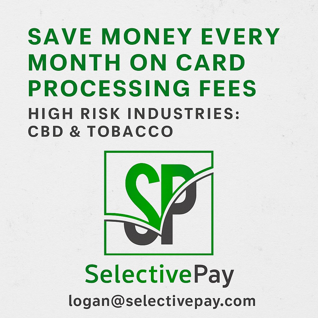PaySelective's tweet photo. High-risk biz like CBD or Tobacco?
You're probably overpaying on credit card fees
At Selective Pay, we help you save money every month with lower processing rates designed for your industry

#CBD #Tobacco #VapeBusiness #HighRiskProcessing #BusinessSavings #SelectivePay #Fintech https://t.co/tU2OWKNWTs