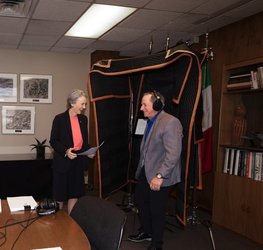 UTEPPresident's tweet image. General Goldfein and I are hard at work (mostly) recording the audio version of our new book, Get Back Up: Lessons in Servant Leadership. Excited to share it with you all in a few months!