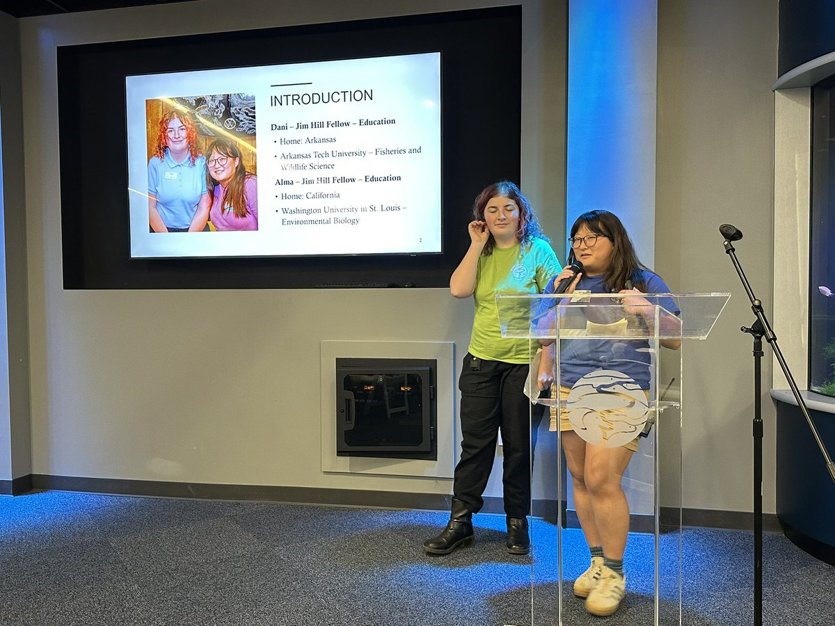 Education takes many forms at the Aquarium. Camp/Outreach Fellows Alma Mitchell (<a href="/ArkansasTech/">Arkansas Tech</a>) and Dani Williams (<a href="/WashU/">WashU</a>) shared ethogram insights from their studies of ambassador animals. Great work!