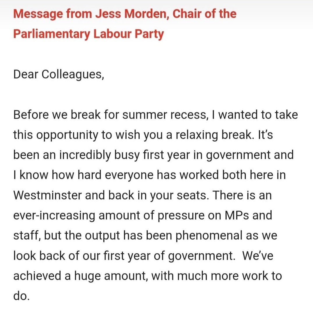 jessicaelgot's tweet image. Jolly happy recess wishes from the PLP office, just as four MPs get suspended.
“Beggars belief,” says one MP