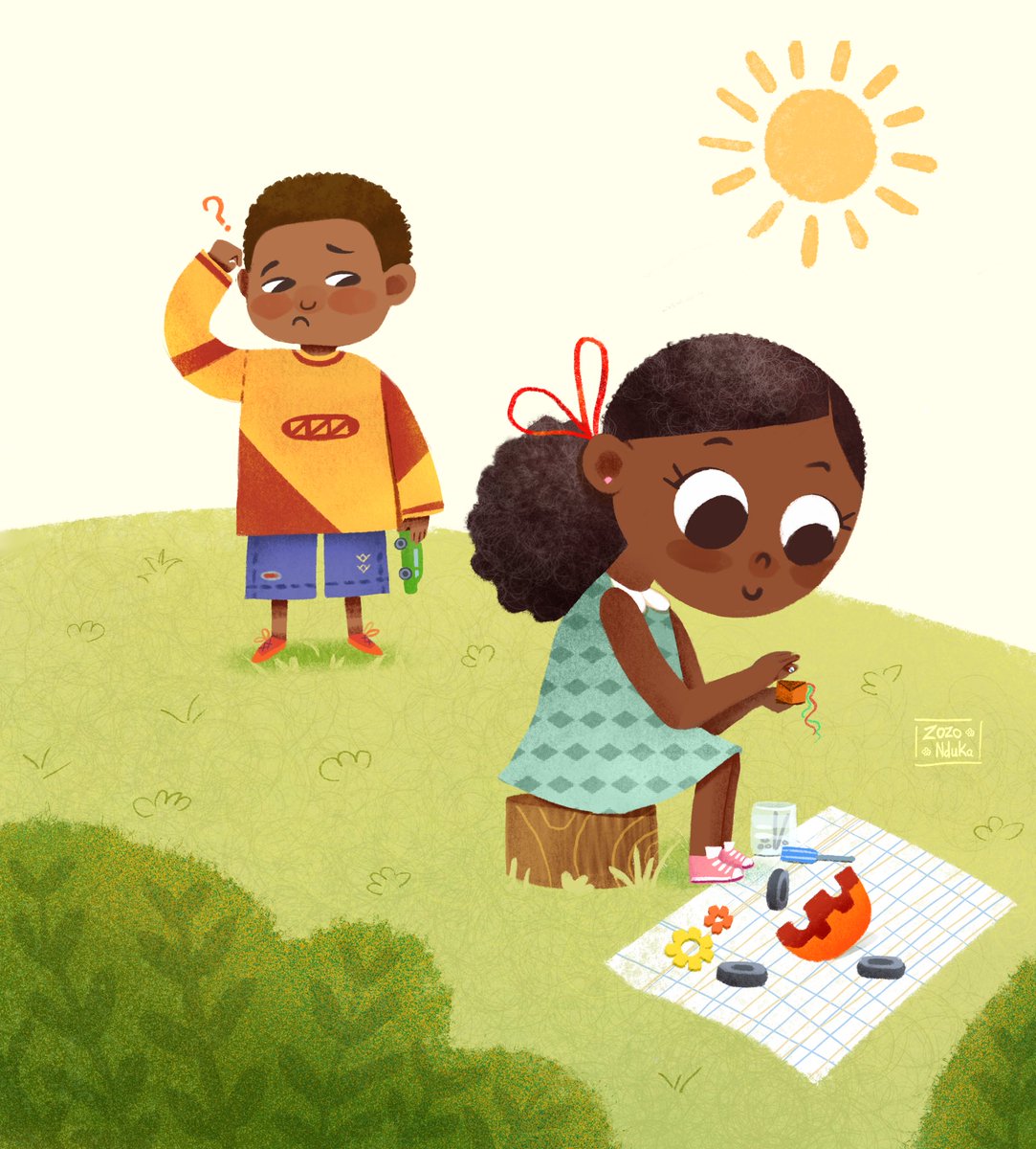 _uzoma_'s tweet image. My children illustration art style is becoming more consistent