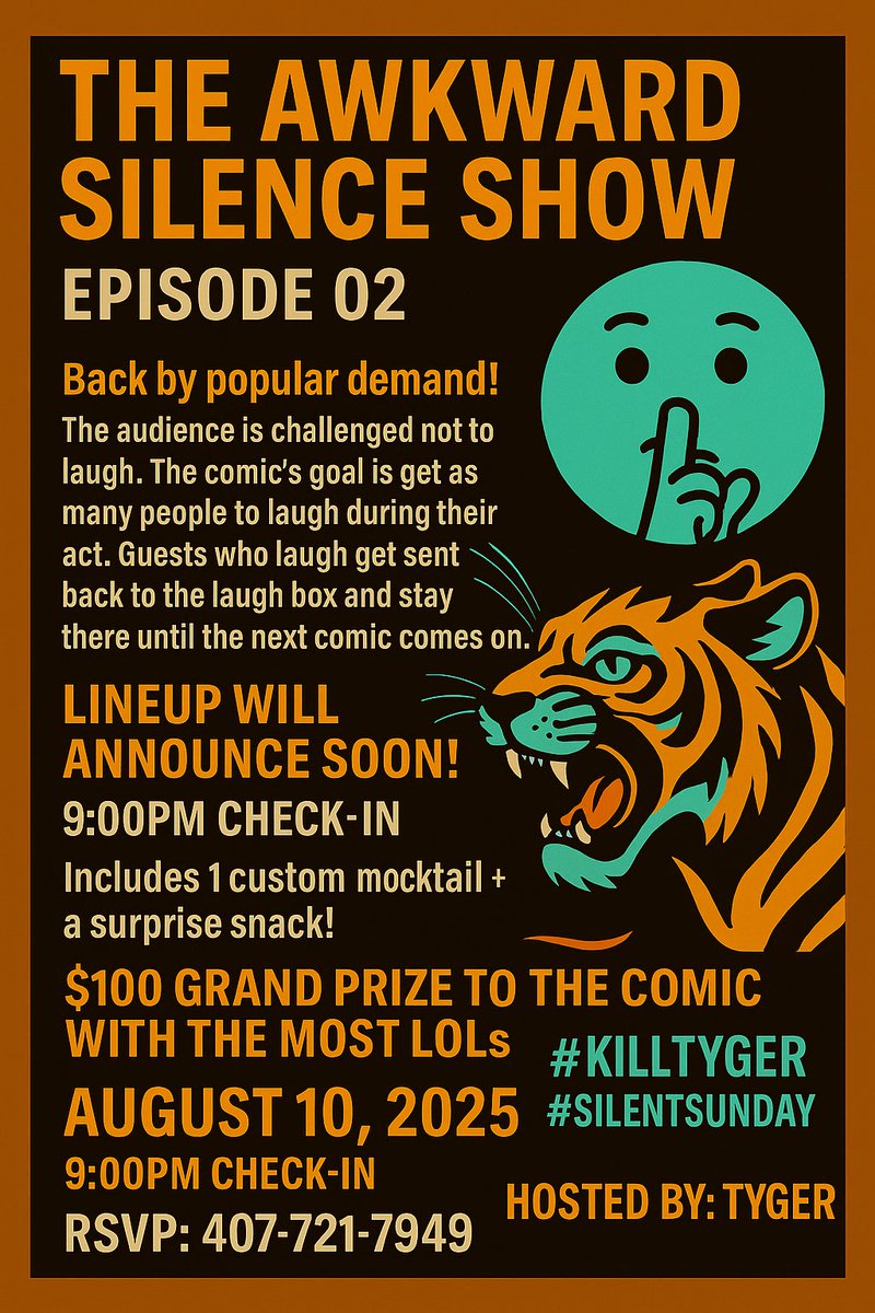 ThinkingCaps91's tweet photo. Tickets available now for Episode 02 of the Awkward Silence Show

https://t.co/YwfVzn7CvG
#silentsunday #awkwardsilenceshow #killtyger #standupcomedy #quietnow https://t.co/pXPU5rEiy3