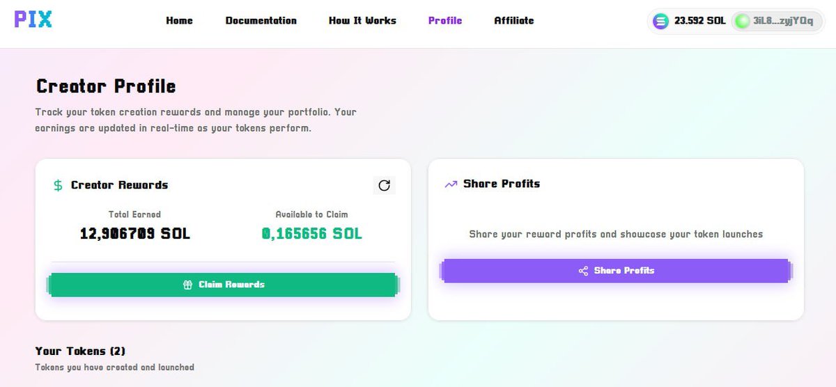 pixdotfun's tweet photo. We’re already seeing users sharing their profits aroun — and it's only Day 1.
This token creator earned ~13 SOL by launching a token on https://t.co/DmxiGocXeC
What a start! #pixfun #Solana