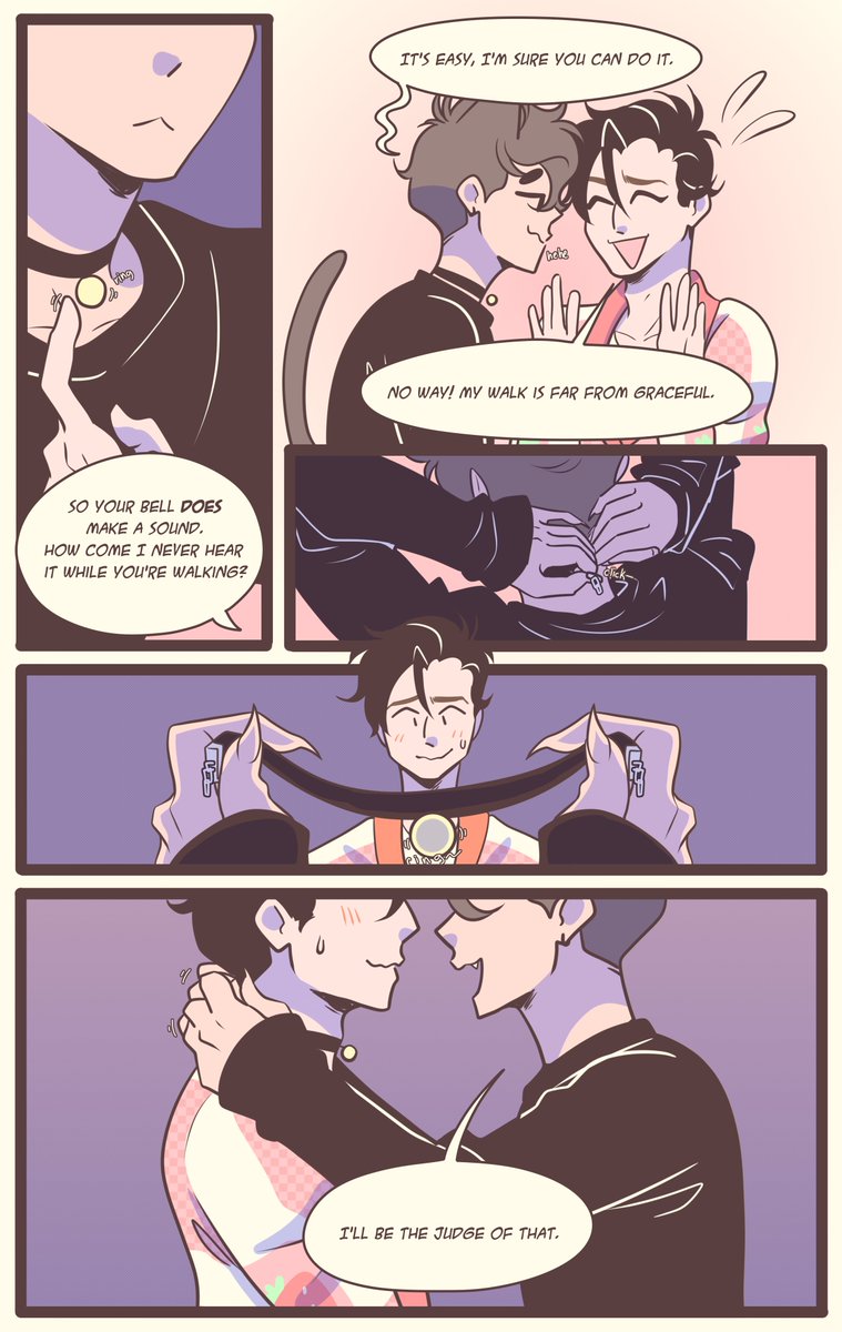 queenrabbit_'s tweet image. This was inspired by my cat, who trained herself to move without making her bell ring. i felt so bad, i didn&apos;t know she hated her collar that much ;-; so i took it off :-)