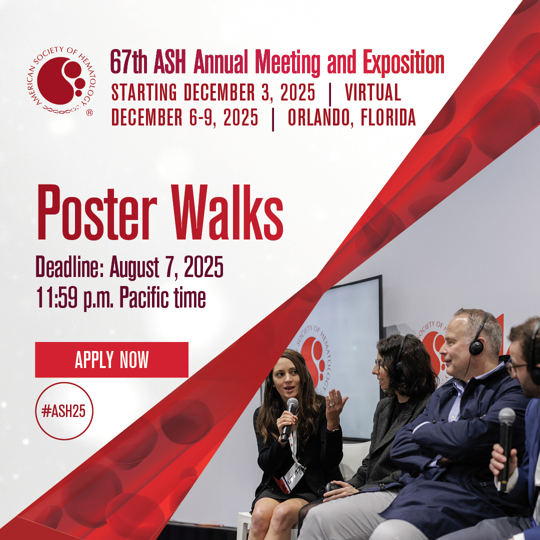 ASH_hematology's tweet image. Be at the forefront of emerging hematology research at #ASH25
1. Propose your emerging research topic
2. Curate your walk from approved posters
3. Moderate the session
Poster walks will be either in person or on the virtual platform.
Apply now: ow.ly/glTL50WfxCp