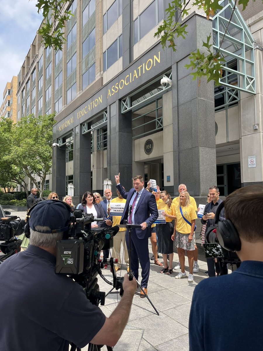 FreedomFdtn's tweet image. CEO @AaronWithe speaking outside the NEA. @Freedom4Teachrs @DeAngelisCorey