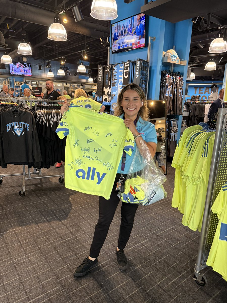 Got my new <a href="/adidas/">adidas</a> <a href="/CharlotteFC/">Charlotte FC</a> kit!  Lucky enough to get it signed by the OG Carolina Lightnin players! Those guys were the absolute sweetest and they have such great stories, memories, and passion!!! Meeting them was my favorite part! #forthecrown #charlottefc #mls #soccer