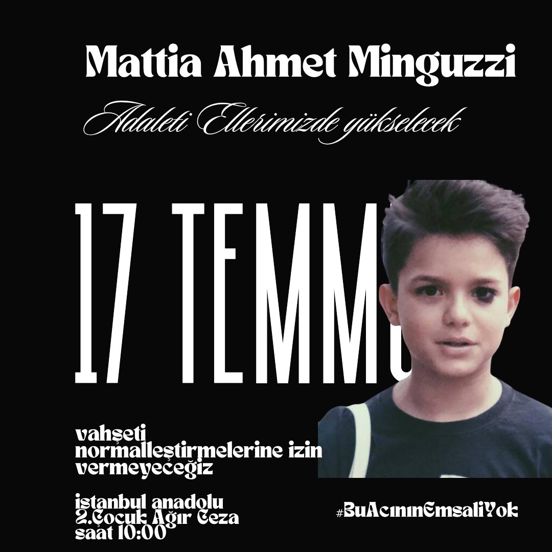Ya Ahmet sizin evladınız olsaydı?
SUSACAK MIYDINIZ?
Sizin evlatlarınız YAŞASIN diye katılın bu mücadeleye
Katiller en ağır cezayı alsın
#AdaletCaydırıcıOlsun