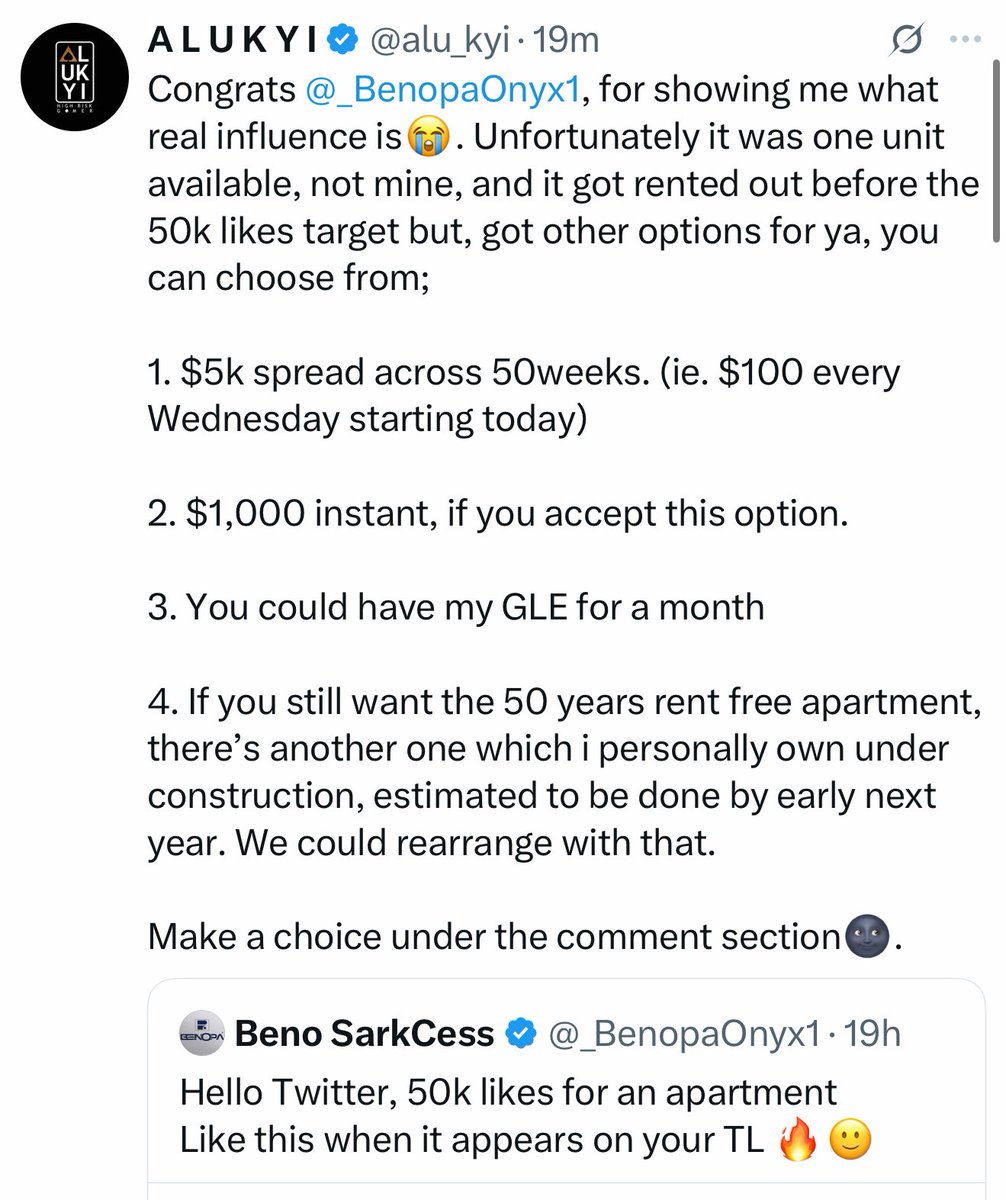 Beno should forget that option 4 and take option 2 simple.
The rest and are not guaranteed, anything can happen from today.