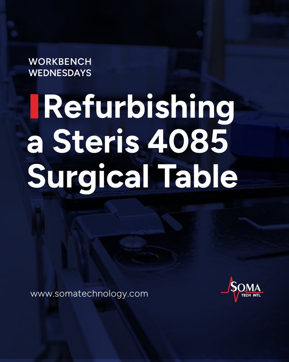 somatechintl's tweet image. Today, we had a Steris 4085 surgical table on the workbench. Our common repairs for this unit include:

🧭 Table calibration
🔋 Battery replacement or power supply repair
💧 Hydraulic system tune-ups

#BiomedicalEngineering #SurgicalTable #Steris4085 #ClinicalEngineering #OR