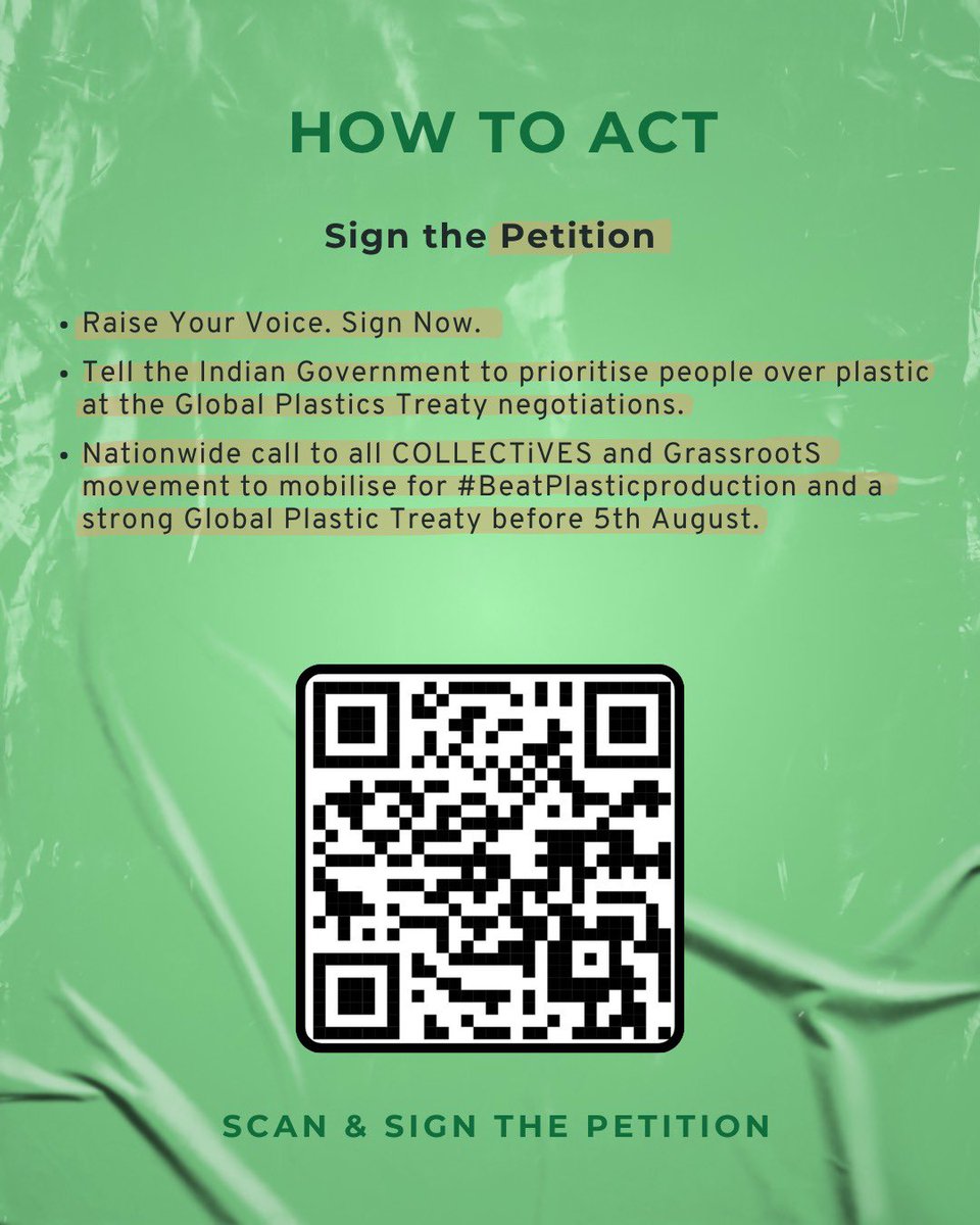 cfa_ind's tweet image. We, the citizens of India, urgently call on our Indian delegation to the Intergovernmental Negotiating Committee (INC)5.2 🌏 to advocate for a strong Global Plastics Treaty 💪🏽 centred on human health and plastic production rather than only plastic waste management.
🚨🚨 90% of…