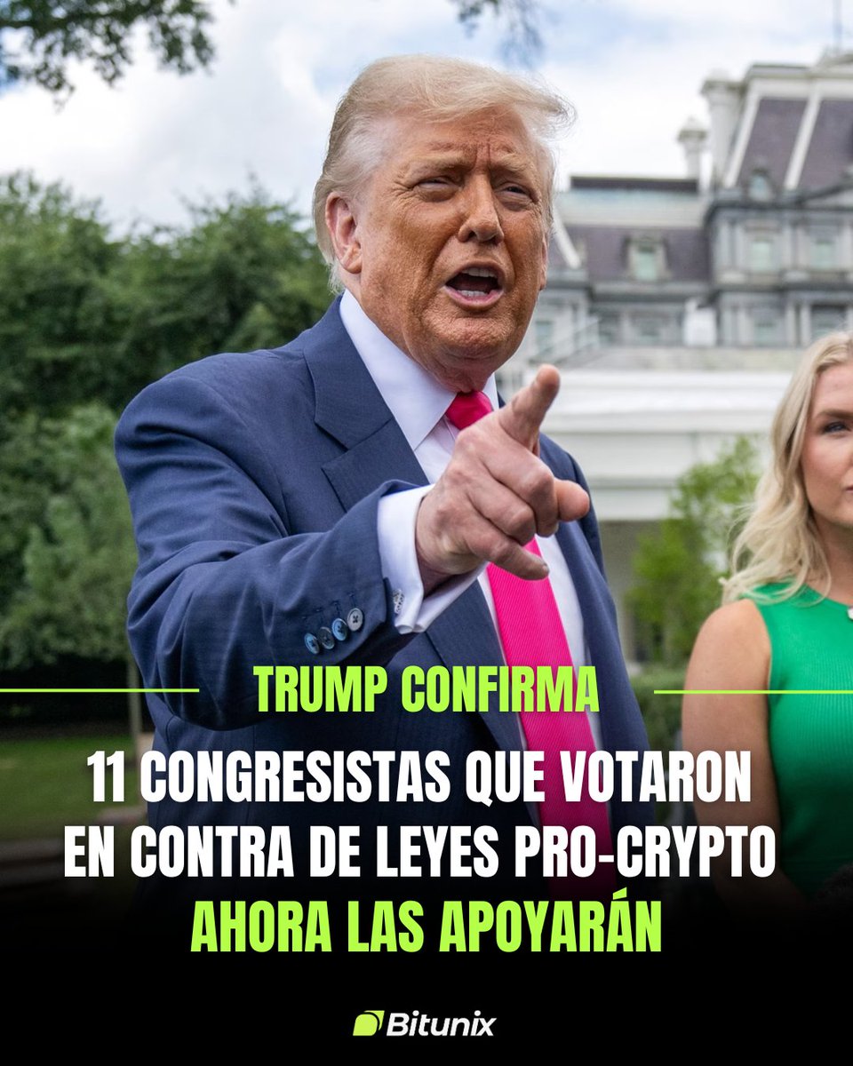 BitunixES's tweet image. 🚨 ÚLTIMA HORA | Trump asegura que 11 congresistas que votaron en contra de leyes cripto ahora las apoyarán.

¿Se viene una ola regulatoria favorable desde EE. UU.? 📈 Esto podría impactar a todo el mercado global.

💬 ¿Tú qué opinas?

#Bitcoin #CriptoLatam #CryptoSpain #Bitunix…