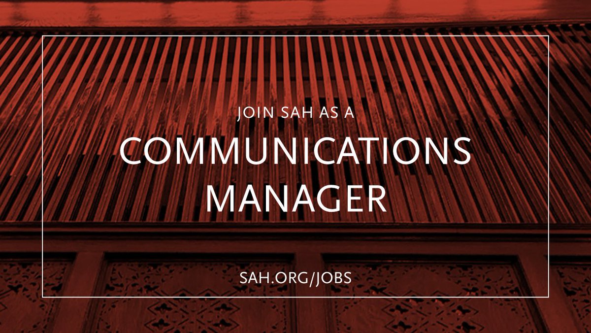 We are #hiring. The Society of Architectural Historians seeks a full-time Communications Manager to plan, create, and implement all aspects of the Society’s communications strategy.  Full time hybrid position located in Chicago, Illinois. Apply by Aug 13. sah.org/jobs-opportuni…
