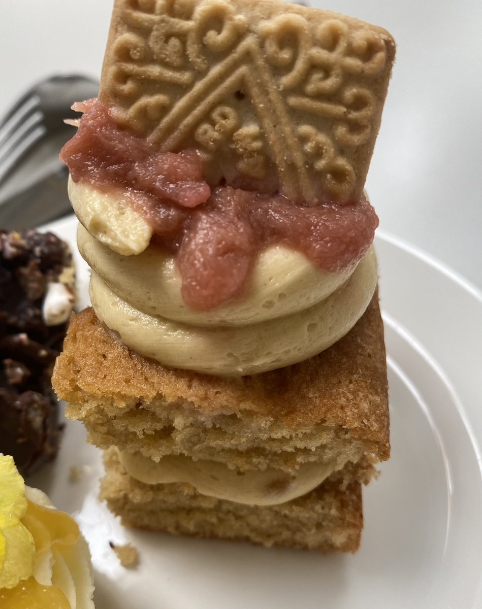 National Trust staff canteen cake of the month is rhubarb and custard. With a custard cream feature. It’s a work of art.