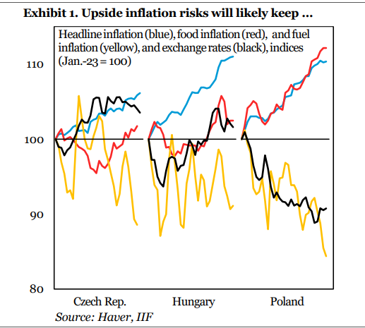 IIF's tweet image. CEE-3 central banks are expected to remain cautious amid heightened #geopolitical tensions and persistent #inflation risks - food inflation & unstable #oilmarkets could trigger a spike in fuel inflation ๐
Read More: ow.ly/Q4NS50WqKjv