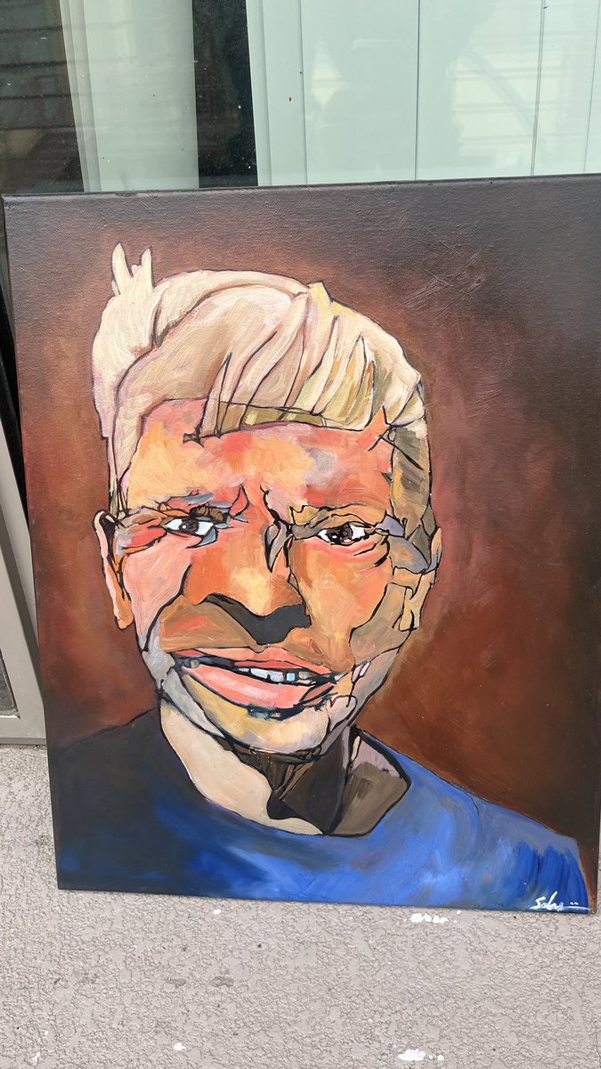andysalazar's tweet photo. 16x20 oil on canvas. BILL. This is one of my all time favorites. I used some blind drawing and painted over that. DM me if interested #abstract #portriatart #oiloncanvas #figurativeart #modernart #portraitpainting #abstractfigurative https://t.co/jEB8kwW0dX