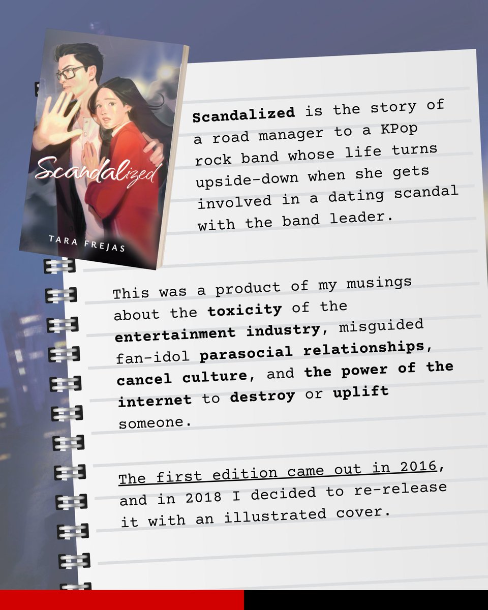 tarafrejas's tweet photo. Here's what you need to know about SCANDALIZED, my KPop romance book published under #BlushBooks by KOMIKET and #RomanceClass 🩷 https://t.co/OdqL9fsAfz