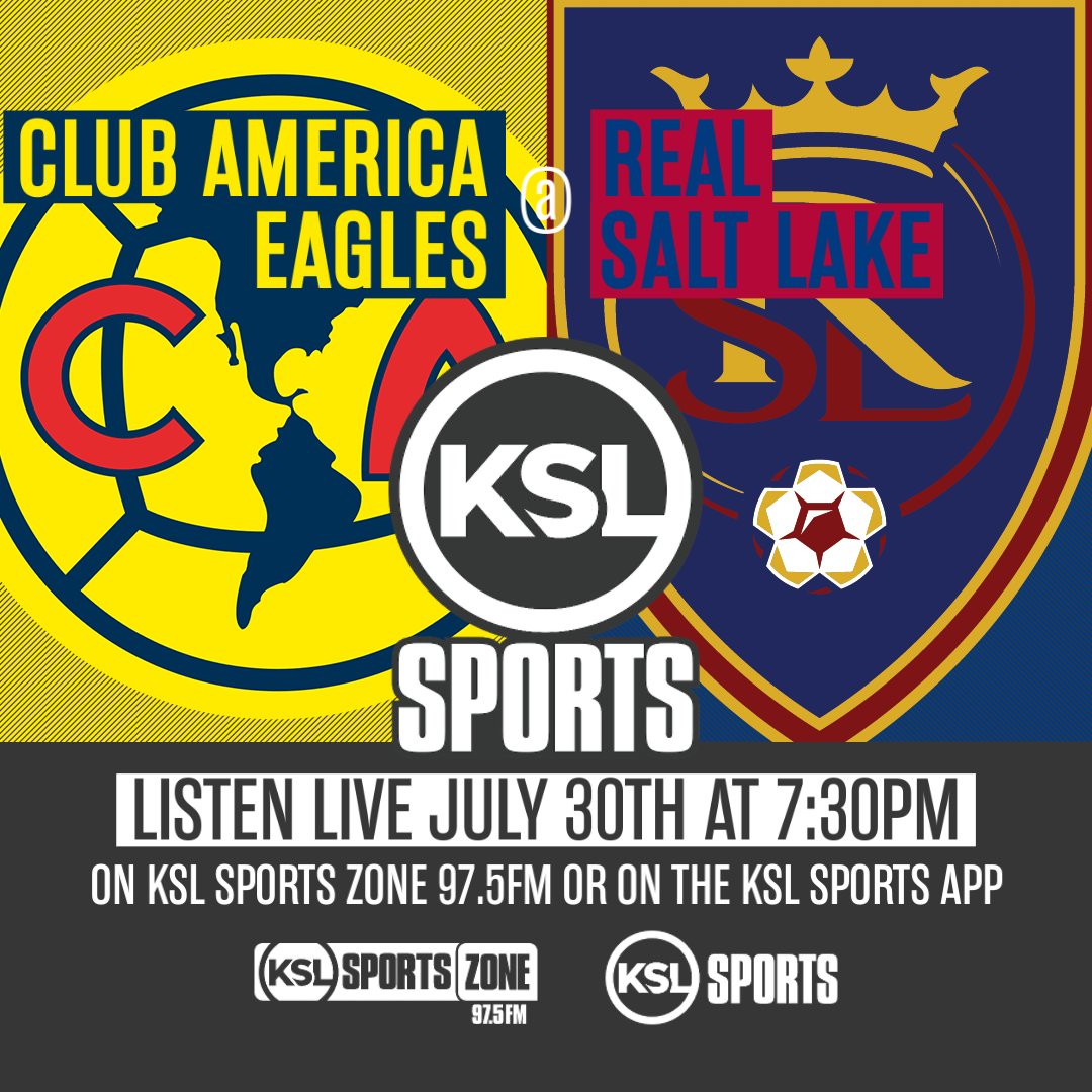 KSL Sports (@kslsports) on Twitter photo Leagues Cup action at America First Field.
⚽️: <a href="/realsaltlake/">Real Salt Lake</a> vs. Club America
⏰: 7:30 PM
📻: <a href="/KSLSportsZone/">97.5 The KSL Sports Zone</a> and the KSL Sports app Leagues Cup action at America First Field.
⚽️: <a href="/realsaltlake/">Real Salt Lake</a> vs. Club America
⏰: 7:30 PM
📻: <a href="/KSLSportsZone/">97.5 The KSL Sports Zone</a> and the KSL Sports app