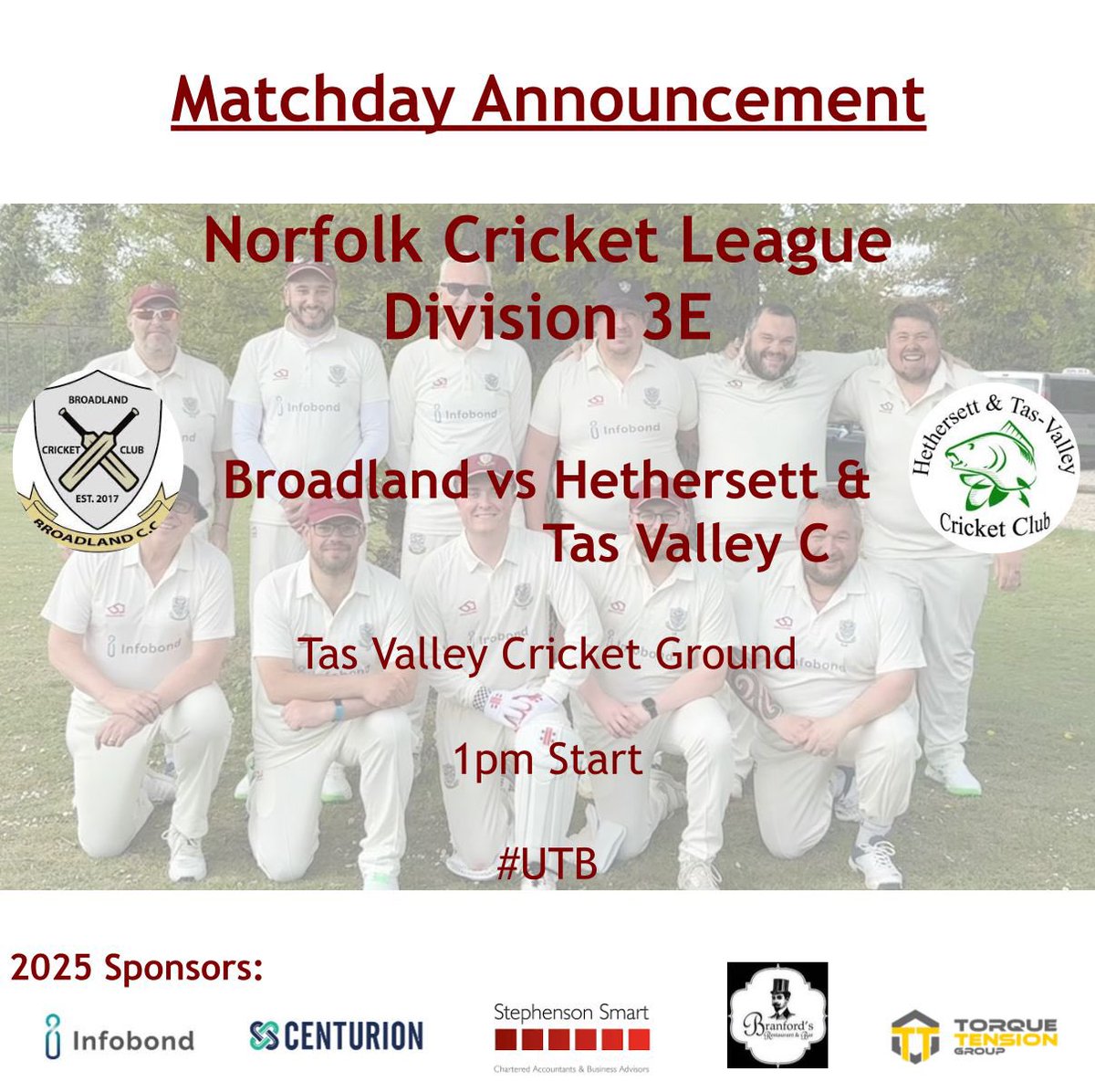 Broadland CC (@broadland_cc) on Twitter photo GAME WEEK 12!!
A little late to the party with this one but it is game week 12 already! And we are away to <a href="/htvcc/">Hethersett and Tas Valley Cricket Club</a>. Match starts at 1pm!
#upthebroadland GAME WEEK 12!!
A little late to the party with this one but it is game week 12 already! And we are away to <a href="/htvcc/">Hethersett and Tas Valley Cricket Club</a>. Match starts at 1pm!
#upthebroadland