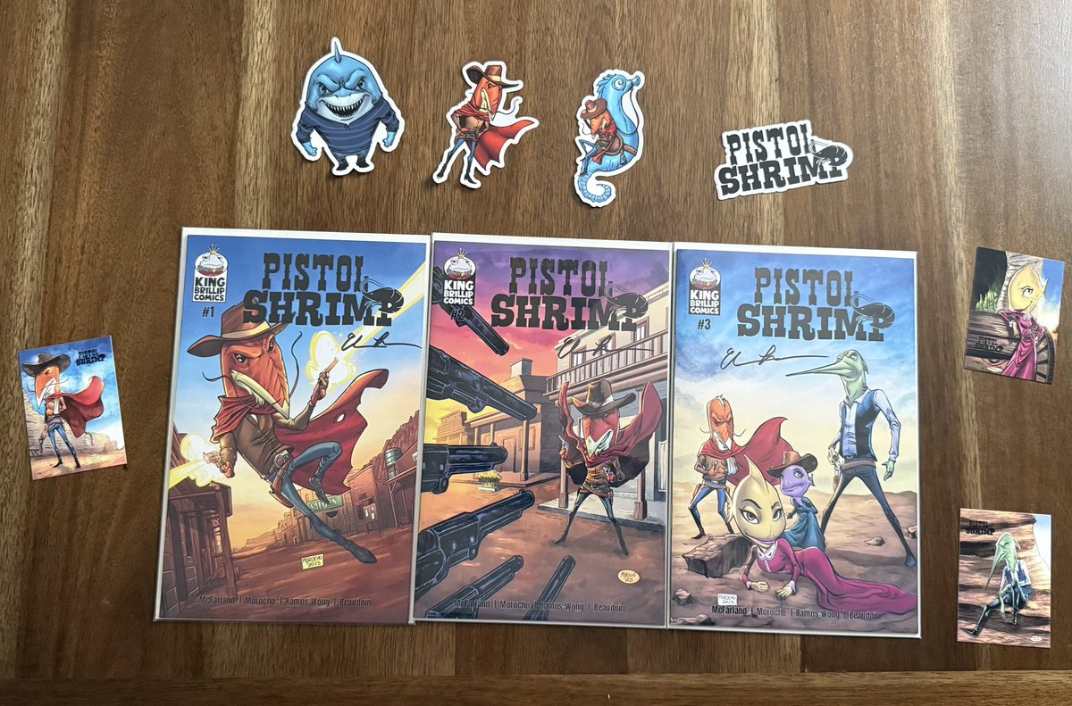 Charlie_Kilo93's tweet image. When you buy a copy of Pistol Shrimp from the King Brillip Comics website, you get a bag and boarded signed (if you want) issue of one of the best indie books being produced right now. Plus a mystery gift that could be a sticker or trading card!