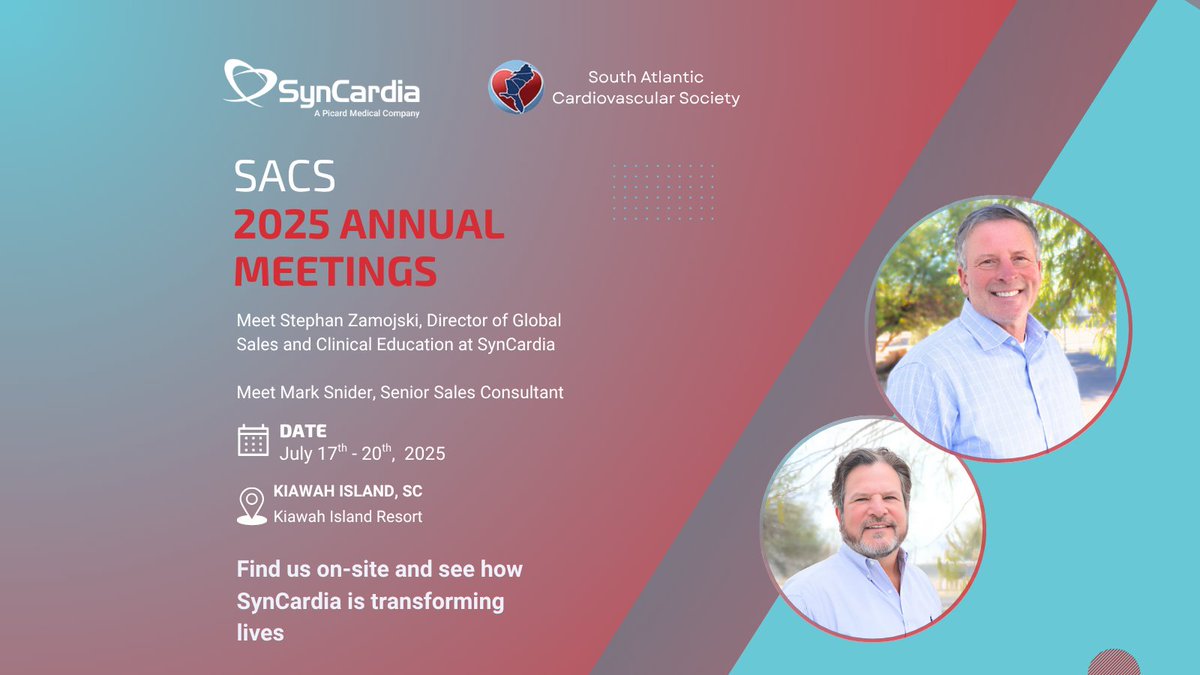 Steve Zamojski and Mark Snider are connecting with cardiothoracic surgeons to share real-world insights and discuss how the SynCardia Total Artificial Heart (STAH) makes a difference in the lives of patients with end-stage biventricular heart failure.
sacsconference.com