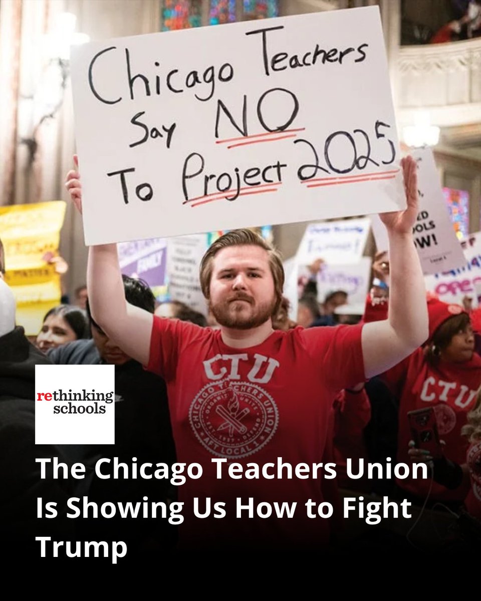 CTULocal1's tweet image. “If you ally yourself with others, and you understand the power of solidarity, then you can withstand this. And not only can you just survive it — you can actually see a day where you expand democracy.” — CTU President Stacy Davis Gates.
📖 Read more: rethinkingschools.org/articles/the-c…