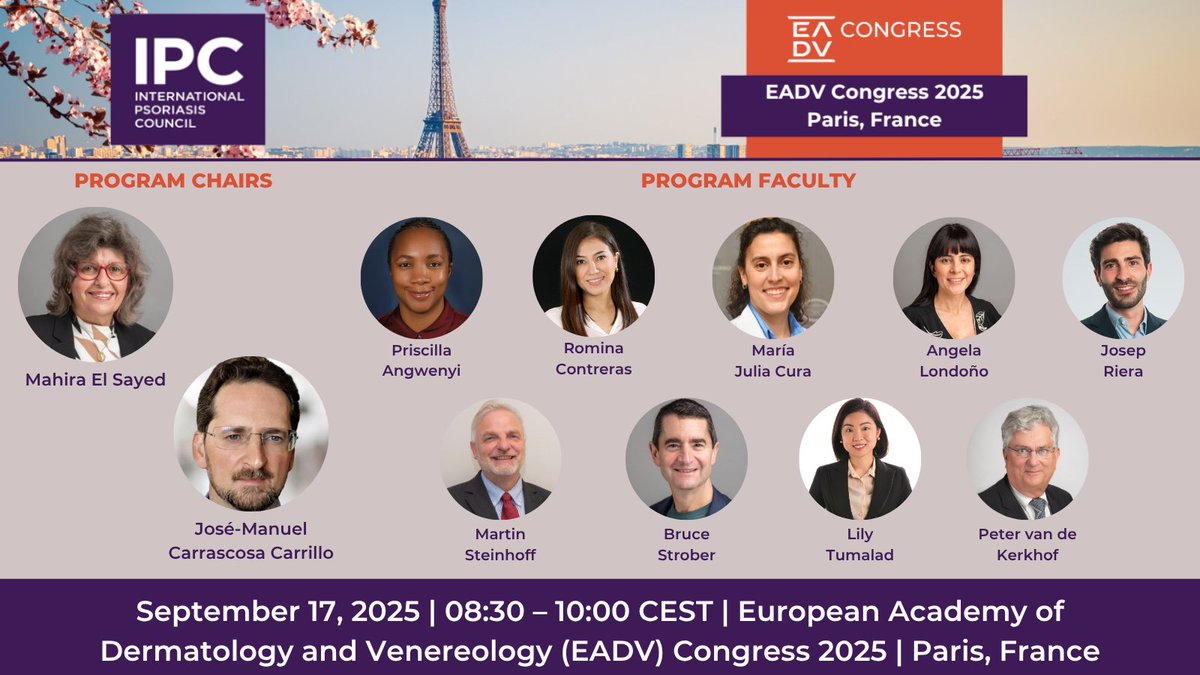 Join #IPC at #EADV2025 for our Symposium: Psoriasis and Its Unique Challenges. This expert-led session will investigate three critical areas in #psoriasiscare: Differential Diagnosis, Symptom Management, &amp; Special Populations. View the agenda &amp; register: psoriasiscouncil.org/event-post/ead…
