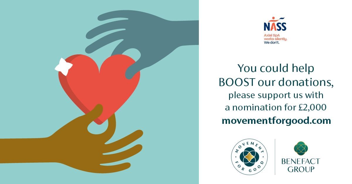 NASS (@nassexercise) on Twitter photo Nominate NASS to win £2,000 from the #MovementforGoodAwards! Every entry increases our chances of winning. Help us to continue runnning our key services for people living with axial SpA. Share with friends and family to boost our chances: buff.ly/Z2vUnRw. #BenefactGroup Nominate NASS to win £2,000 from the #MovementforGoodAwards! Every entry increases our chances of winning. Help us to continue runnning our key services for people living with axial SpA. Share with friends and family to boost our chances: buff.ly/Z2vUnRw. #BenefactGroup