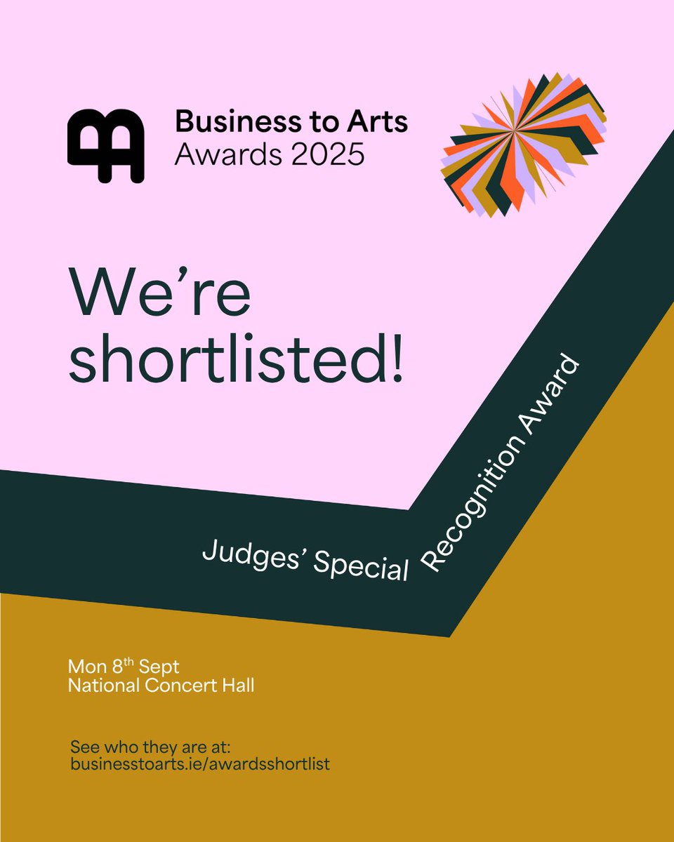 Cork International Film Festival (@corkfilmfest) on Twitter photo We have been shortlisted for the 2025 <a href="/businesstoarts/">Business to Arts</a> Awards! 🎉
In the 'Judges’ Special Recognition Award' category with our partners Murphy's, Tomar Trust, Future Planet, @IrishExaminer & <a href="/arccinemacork/">The Arc Cinema</a>.
l8r.it/ojWW
#BtoAAwards We have been shortlisted for the 2025 <a href="/businesstoarts/">Business to Arts</a> Awards! 🎉
In the 'Judges’ Special Recognition Award' category with our partners Murphy's, Tomar Trust, Future Planet, @IrishExaminer & <a href="/arccinemacork/">The Arc Cinema</a>.
l8r.it/ojWW
#BtoAAwards