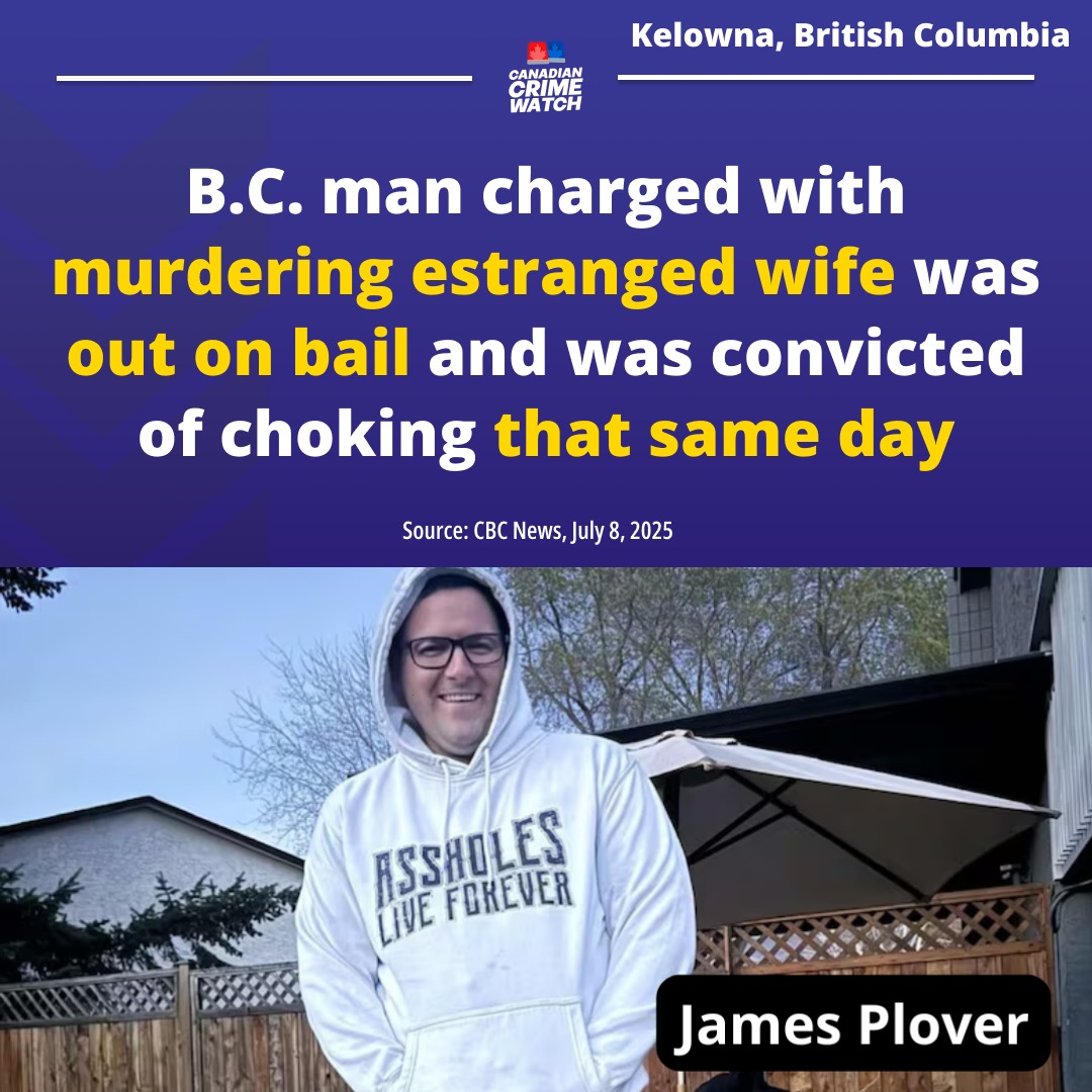 KELOWNA, BRITISH COLUMBIA - The man who was charged with second-degree murder after a public attack in Kelowna, B.C., was convicted of uttering threats and choking that same day.

James Edward Plover was charged in relation to the death of Bailey Plover in what Kelowna RCMP